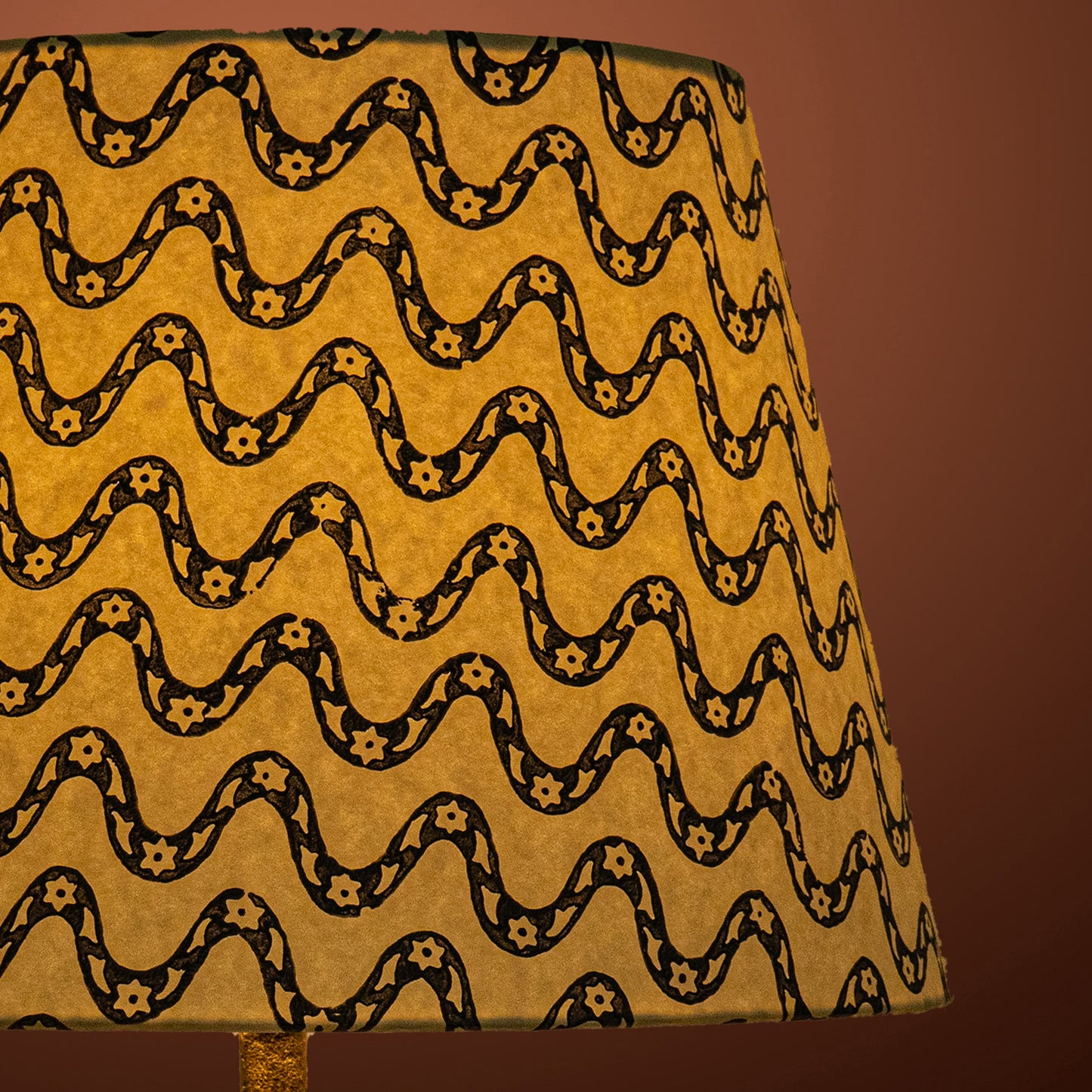 40cm straight empire premium hardback lampshade in block printed paper by Lampenschirm India