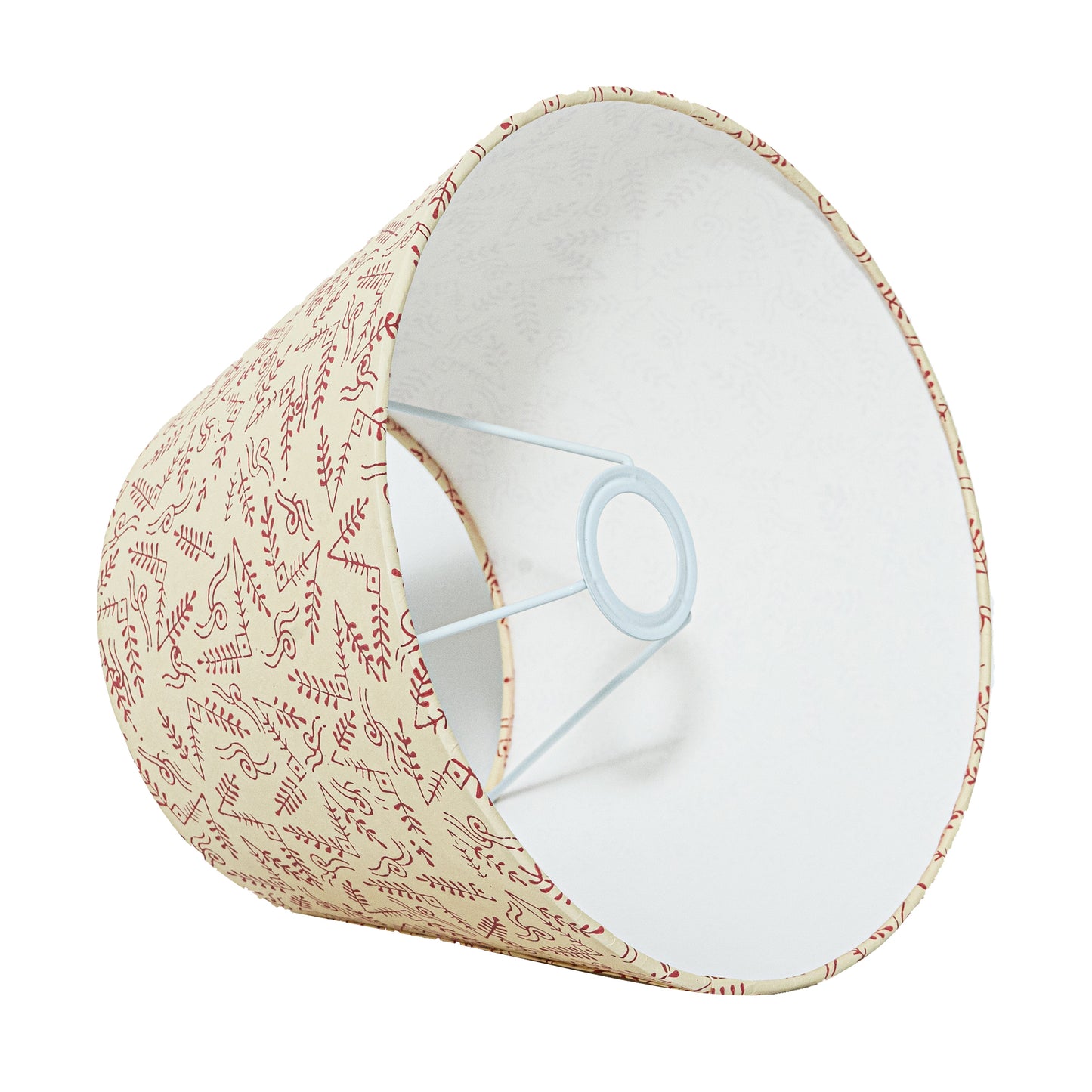 30cm straight empire premium hardback lampshade in block printed paper by Lampenschirm India