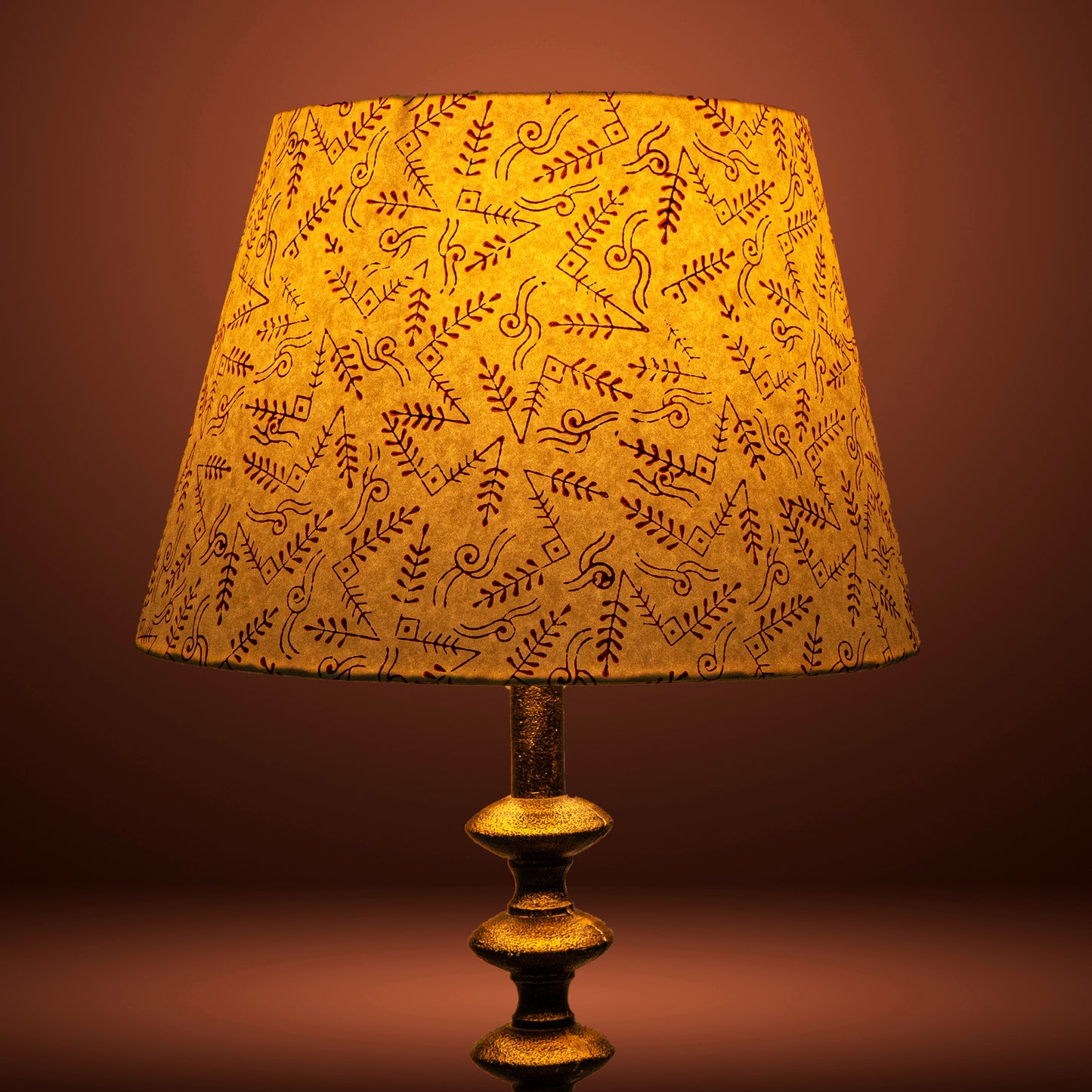 30cm straight empire premium hardback lampshade in block printed paper by Lampenschirm India