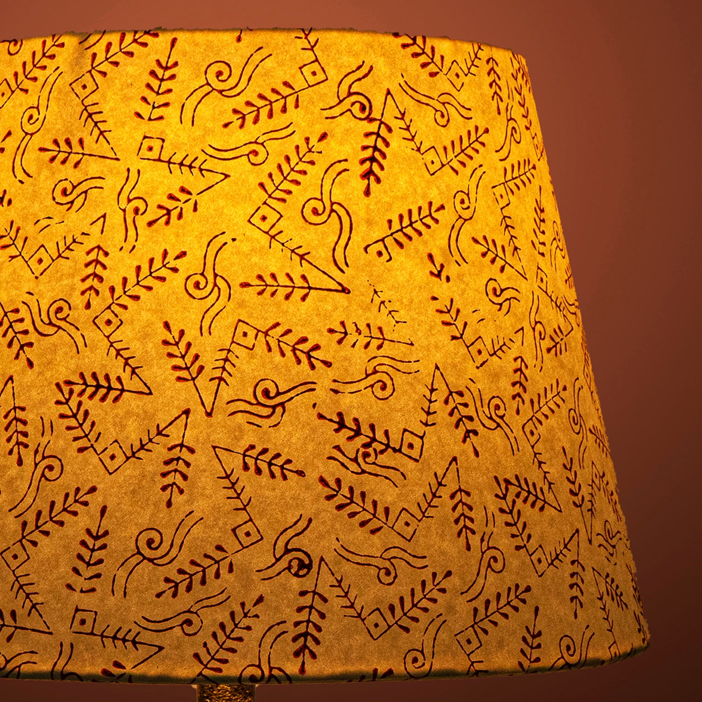 30cm straight empire premium hardback lampshade in block printed paper by Lampenschirm India