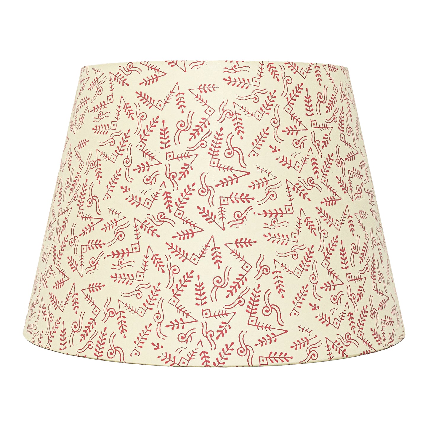 40cm straight empire premium hardback lampshade in block printed paper by Lampenschirm India, House of Lampshades. Red Paper Lamp Shades