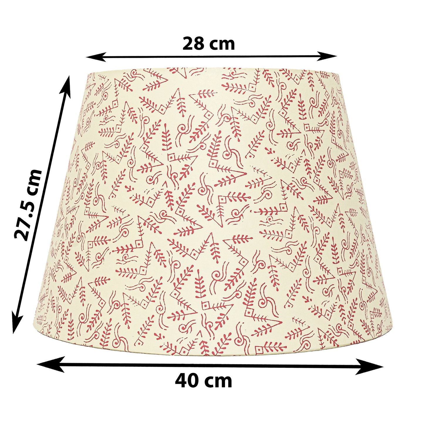 40cm straight empire premium hardback lampshade in block printed paper by Lampenschirm India