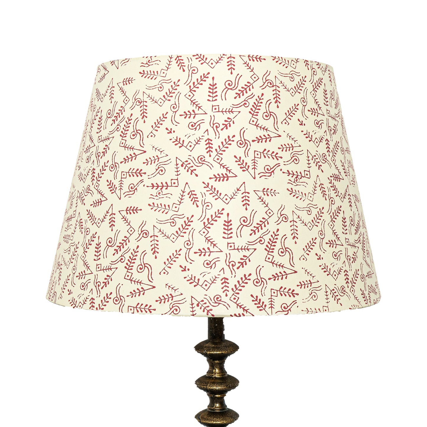 40cm straight empire premium hardback lampshade in block printed paper by Lampenschirm India