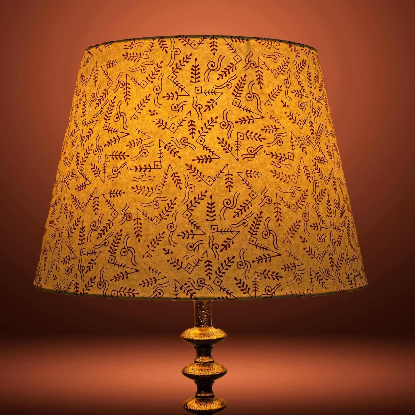 40cm straight empire premium hardback lampshade in block printed paper by Lampenschirm India