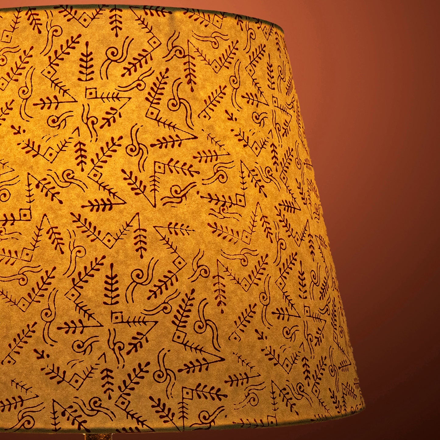 40cm straight empire premium hardback lampshade in block printed paper by Lampenschirm India