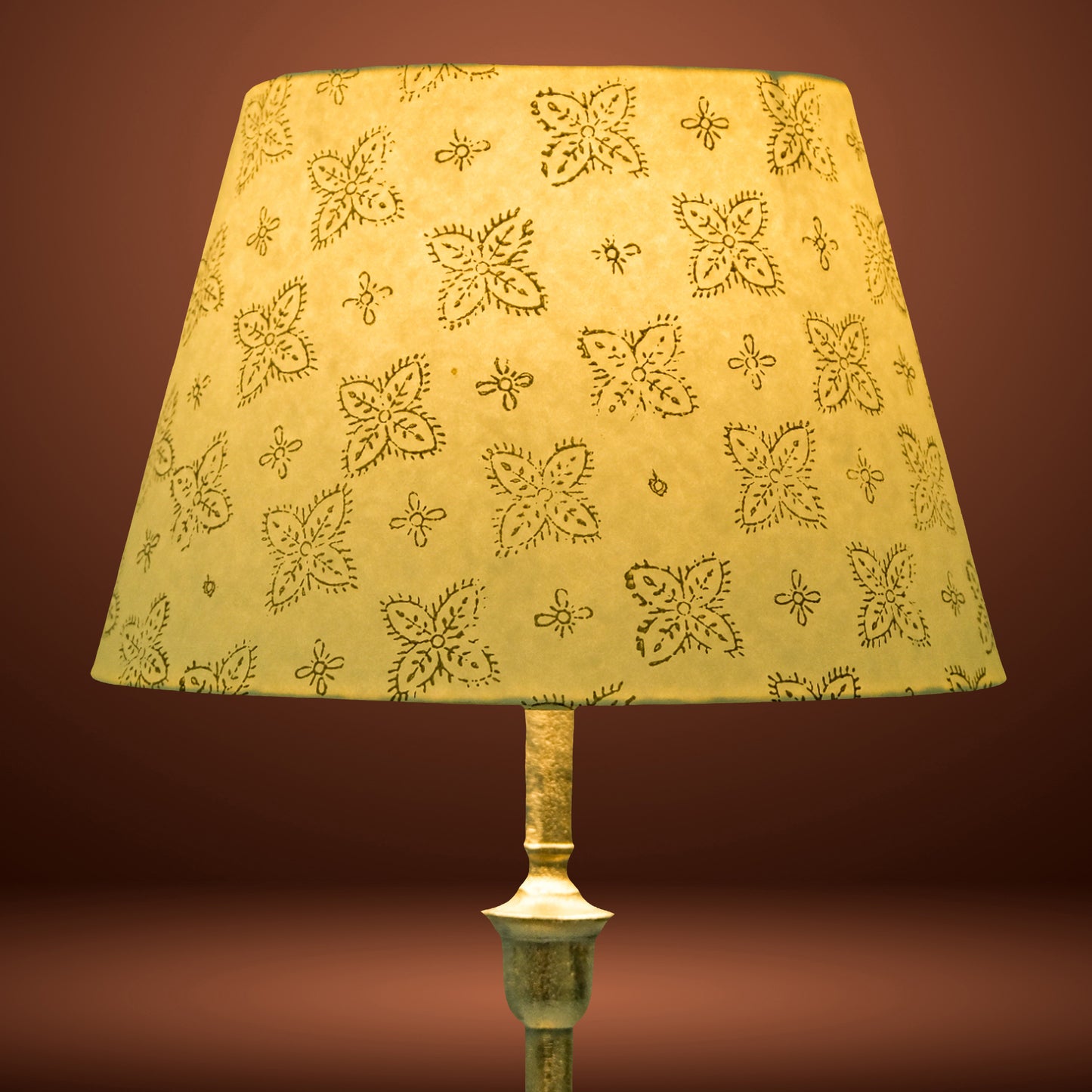 30cm straight empire premium hardback lamp shade in block printed paper by Lampenschirm India