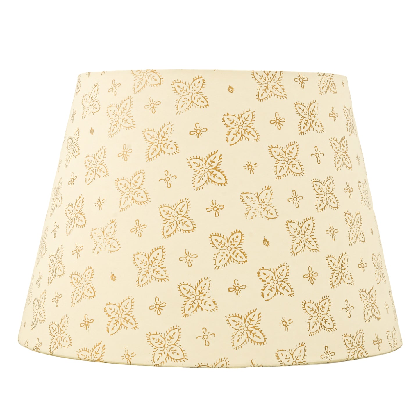 40cm straight empire premium hardback lampshade in block printed paper by Lampenschirm India, House of Lampshades. Gold Paper Lamp Shades