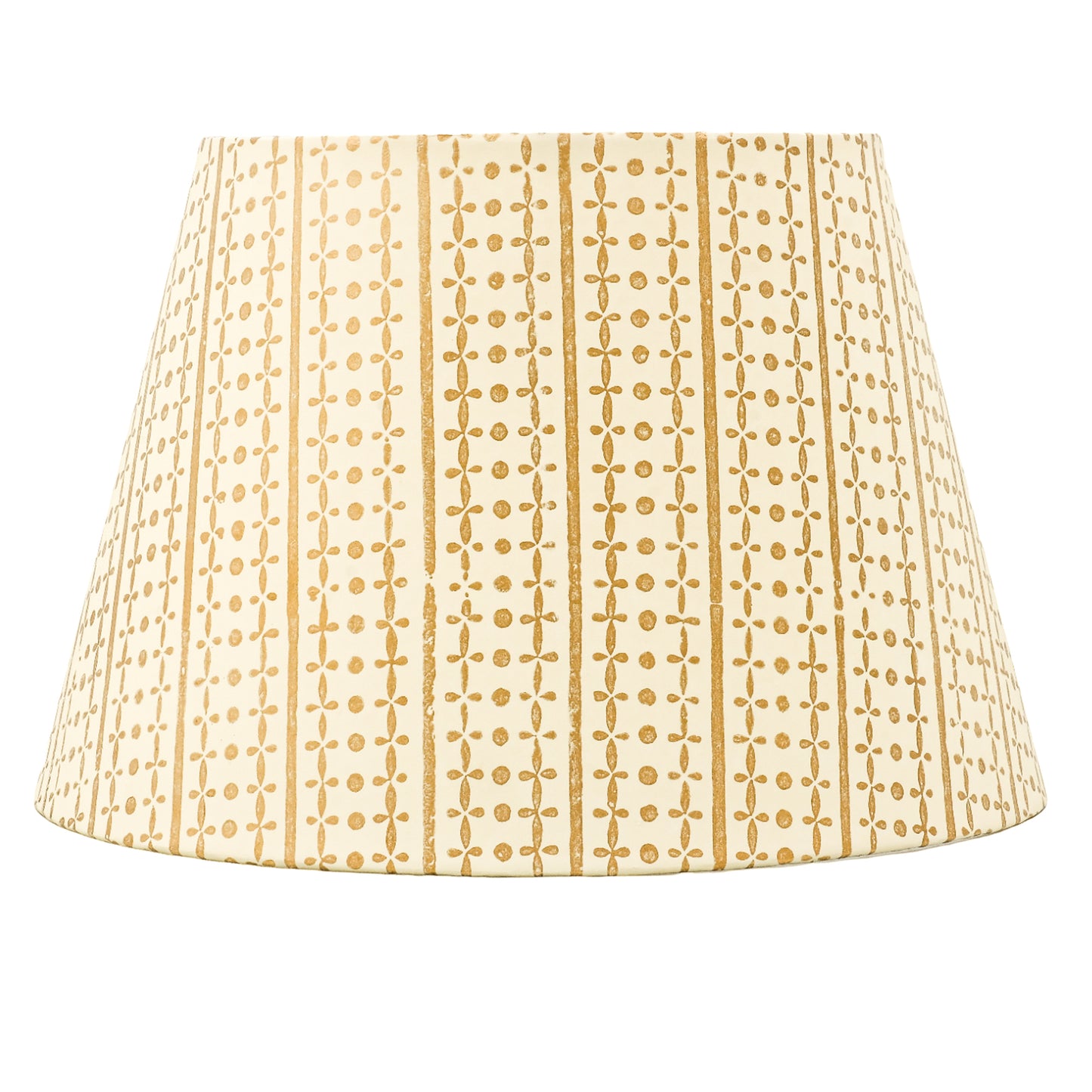 30cm straight empire premium hardback lampshade in block printed paper by Lampenschirm India, house of lampshades. Gold Paper Lamp Shades