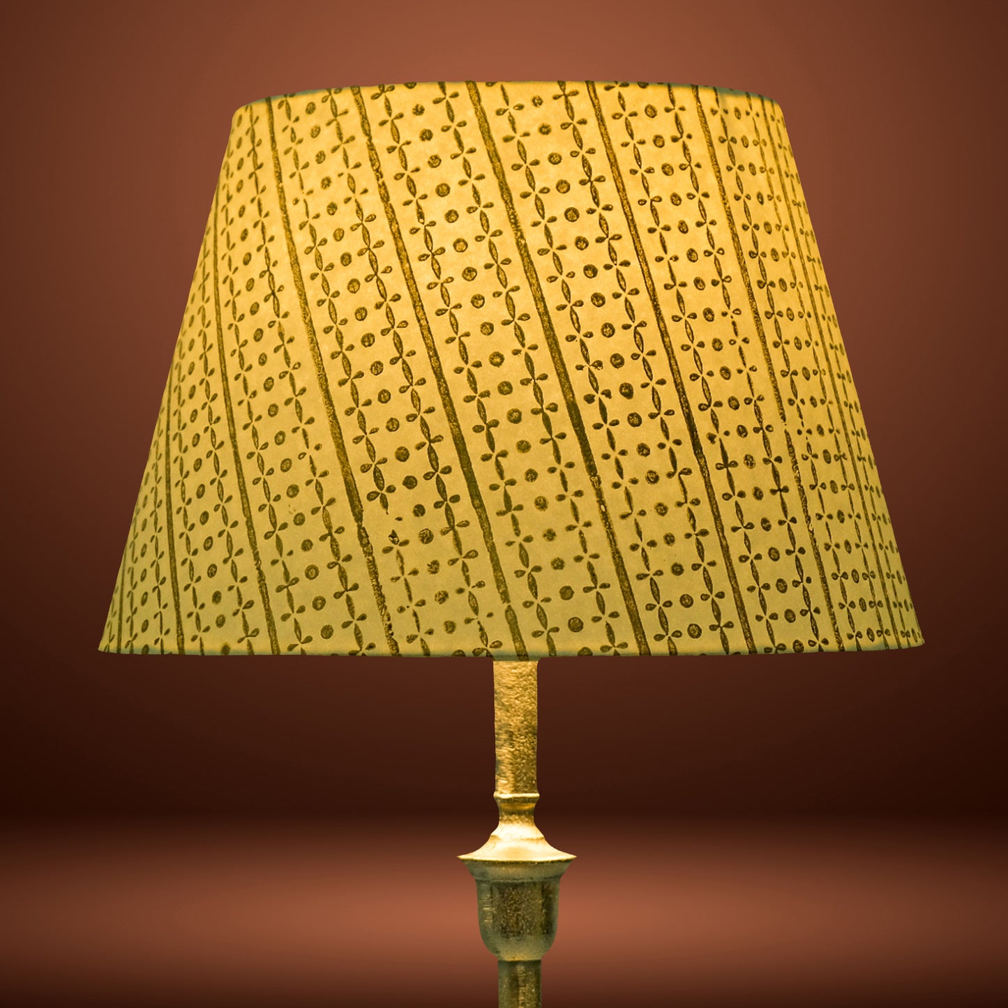 30cm straight empire premium hardback lamp shade in block printed paper by Lampenschirm India