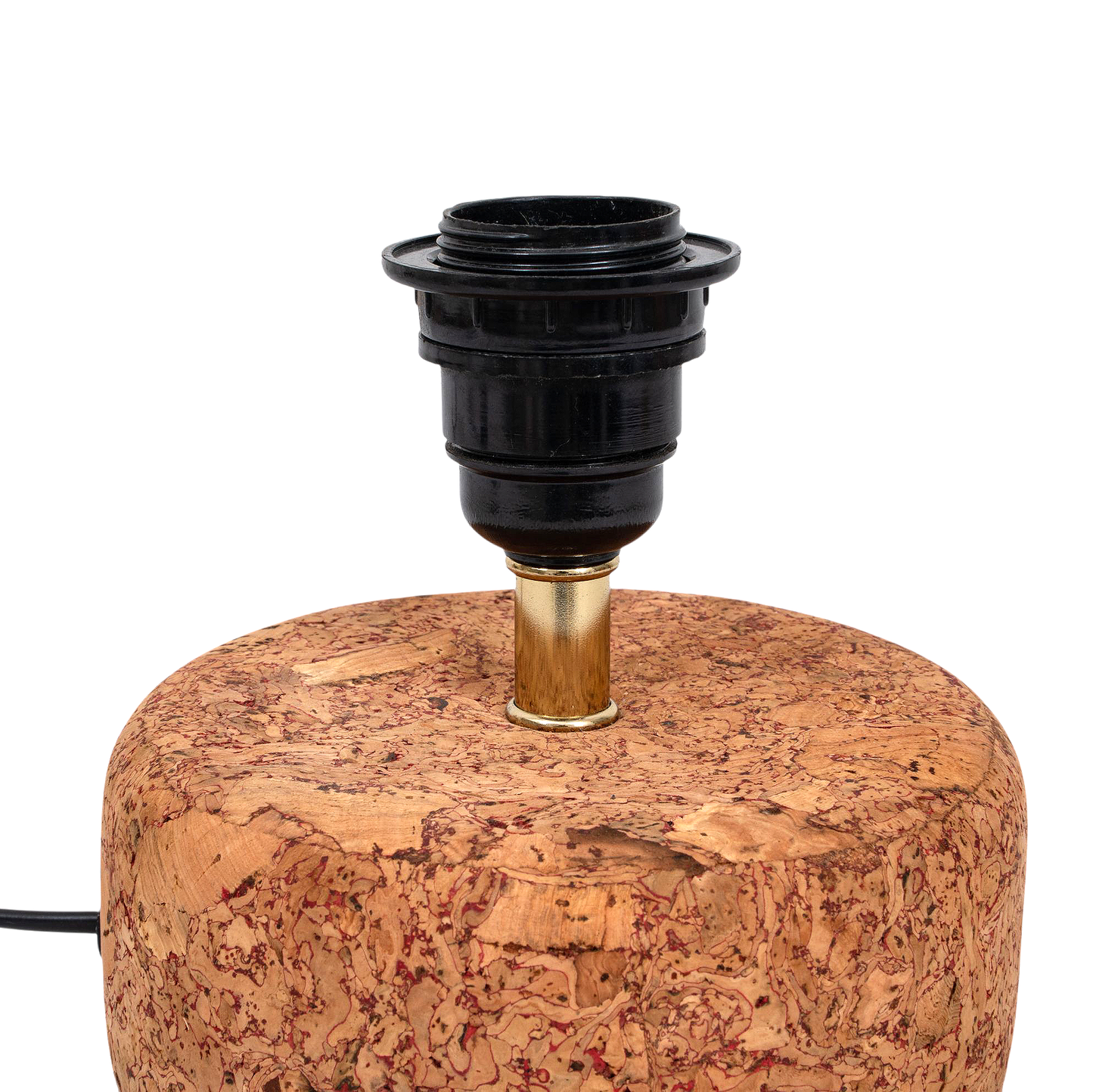 Aurelia Table Lamp in Natural Cork with Red Velvet Tall Drum Shade