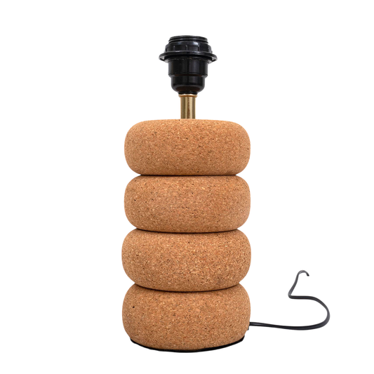 Lume Oval Steps Table Lamp in Natural Cork with Lampshade