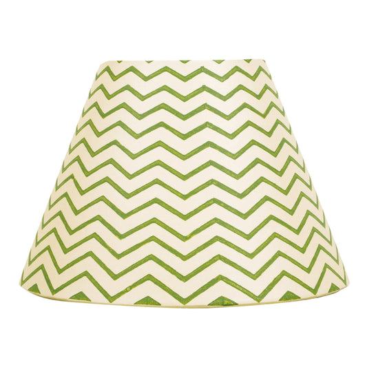 20cm empire premium hardback lampshade in block printed paper by Lampenschirm India. Green Lamp Shades