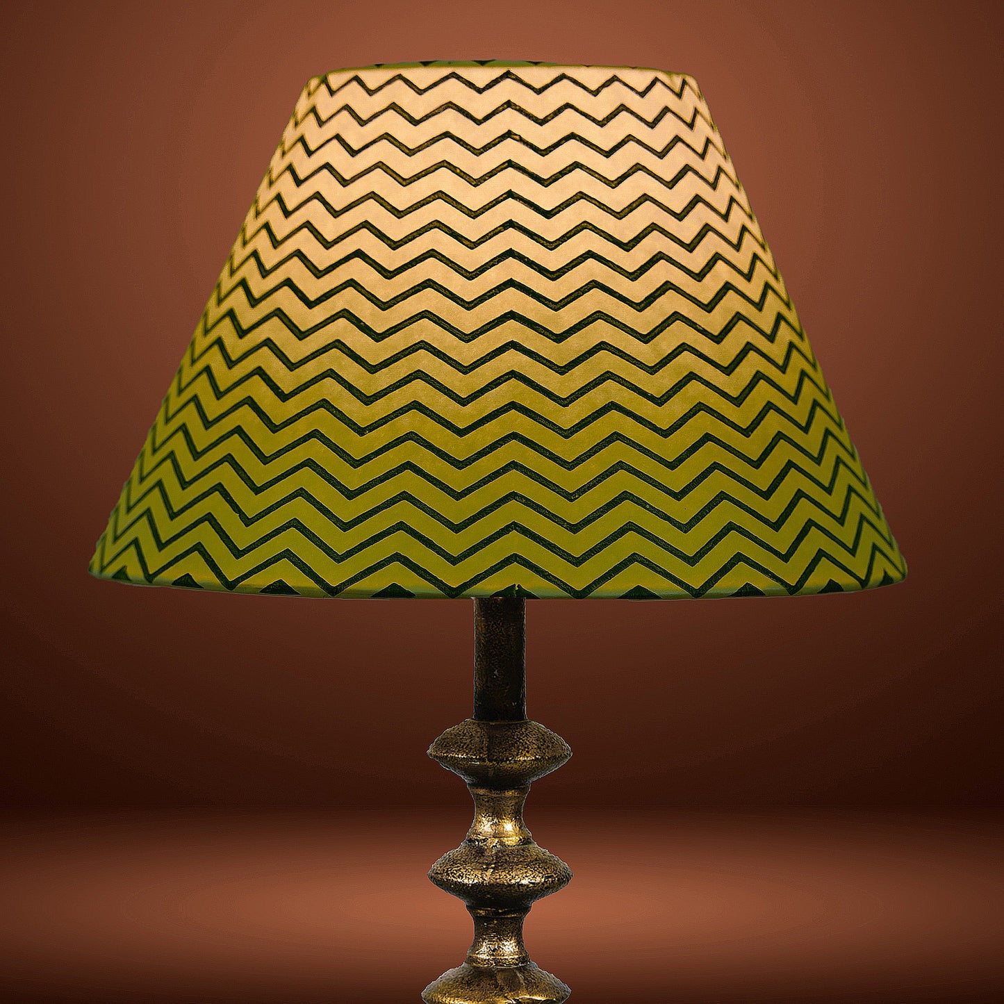 30cm empire premium hardback lampshade in block printed paper by Lampenschirm India