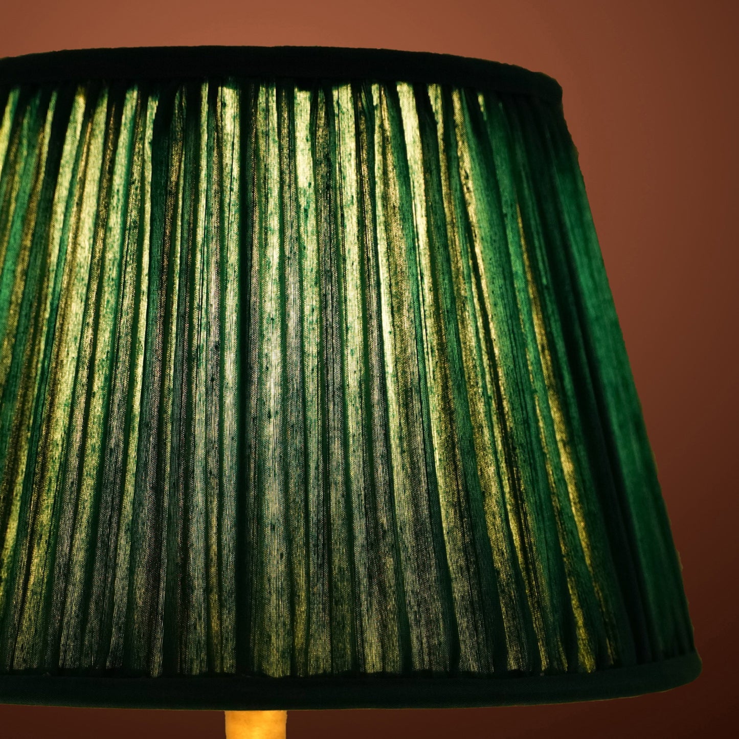 30cm straight empire premium softback lampshade in green silk by Lampenschirm India