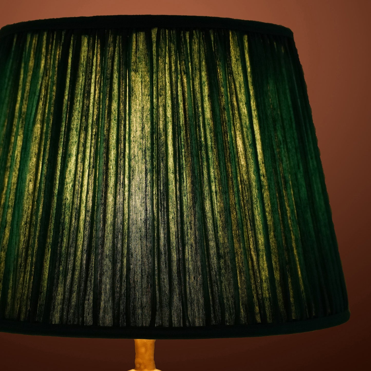 40cm straight empire premium softback lampshade in green silk by Lampenschirm India