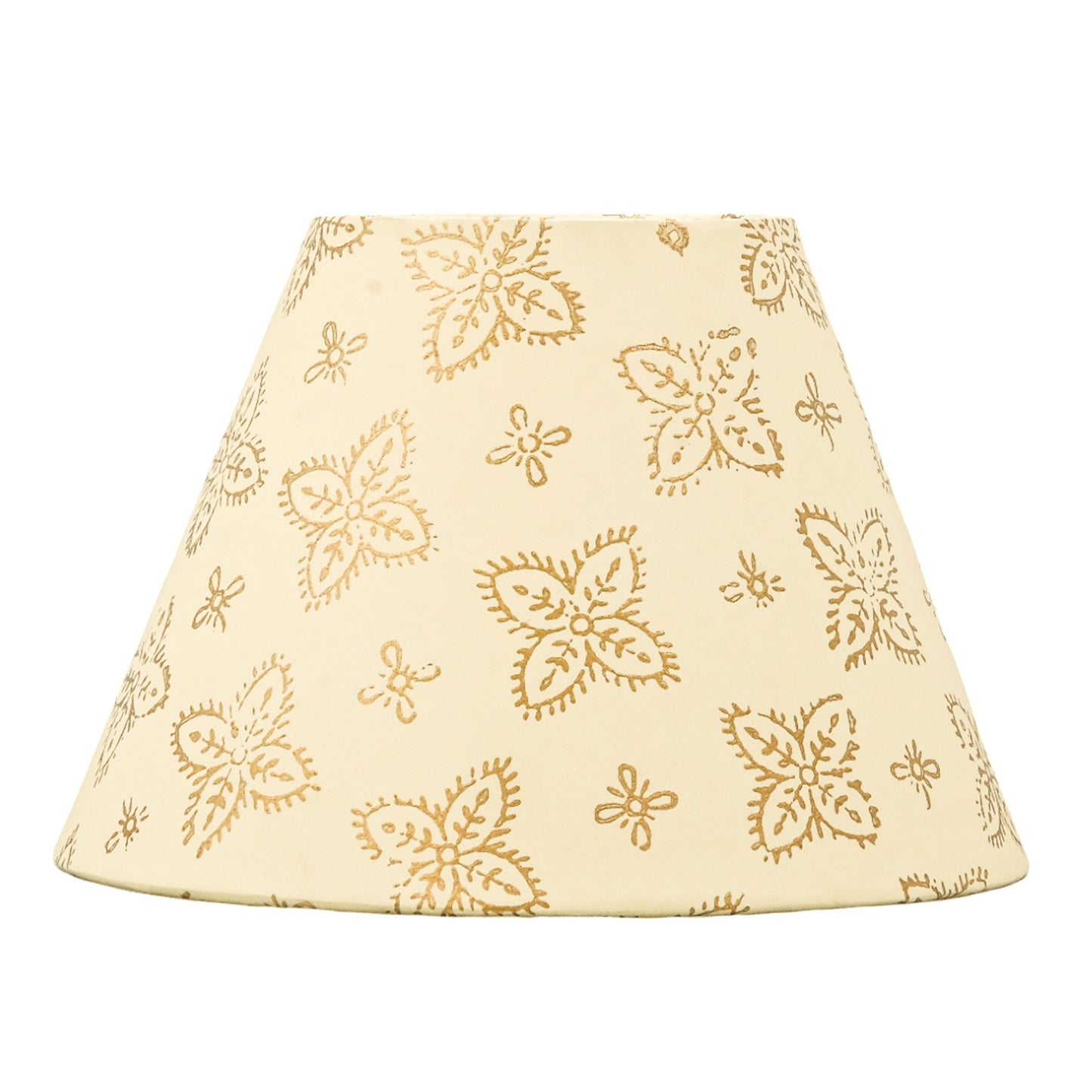 20cm empire premium hardback lampshade in block printed paper by Lampenschirm India. Gold Lamp Shades