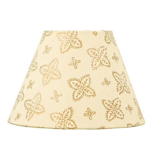 20cm empire premium hardback lampshade in block printed paper by Lampenschirm India. Gold Lamp Shades