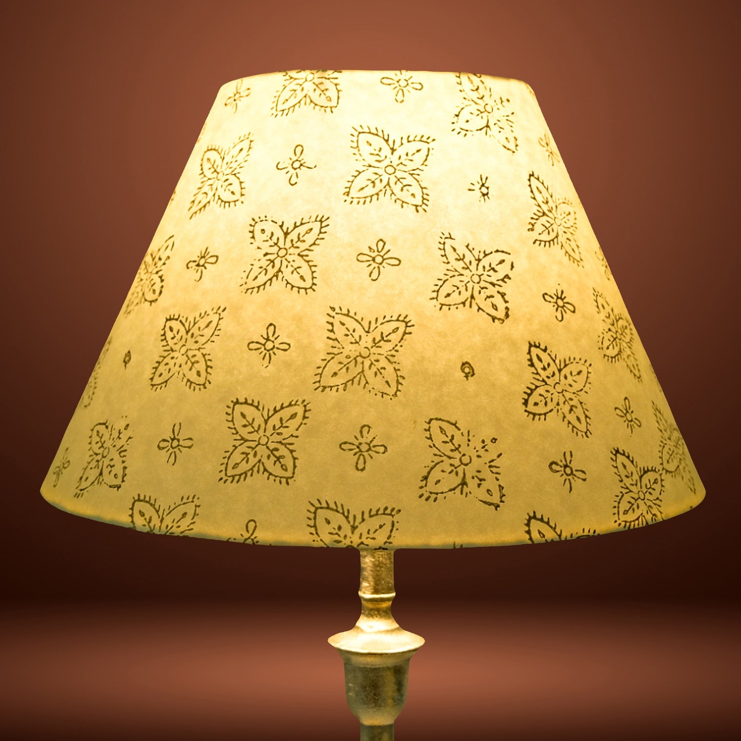 30cm empire premium hardback lampshade in block printed paper by Lampenschirm India