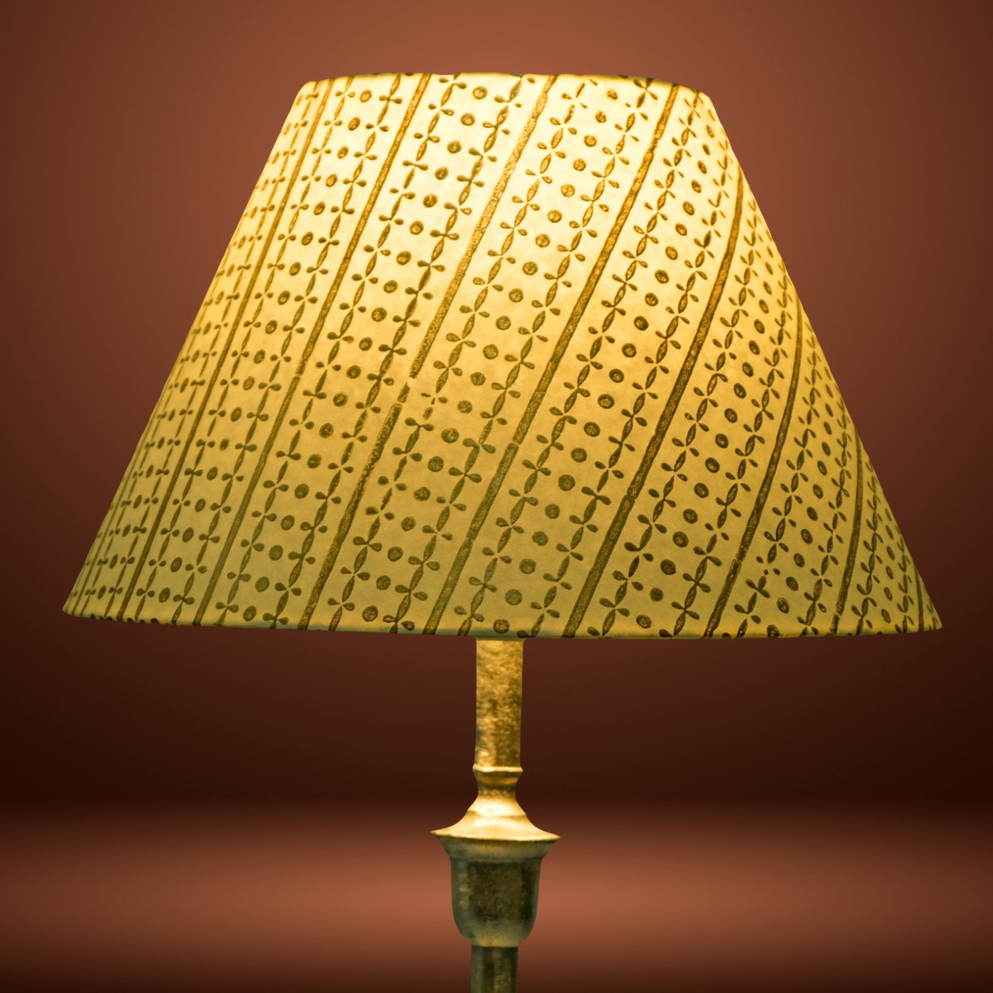 30cm empire premium hardback lampshade in block printed paper by Lampenschirm India