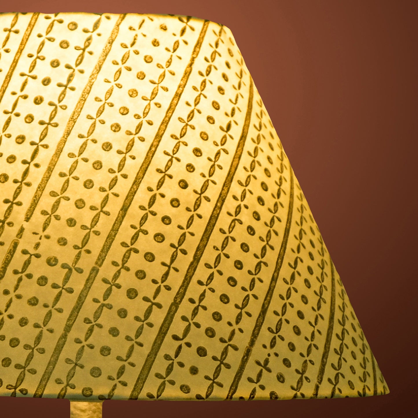 30cm empire premium hardback lampshade in block printed paper by Lampenschirm India