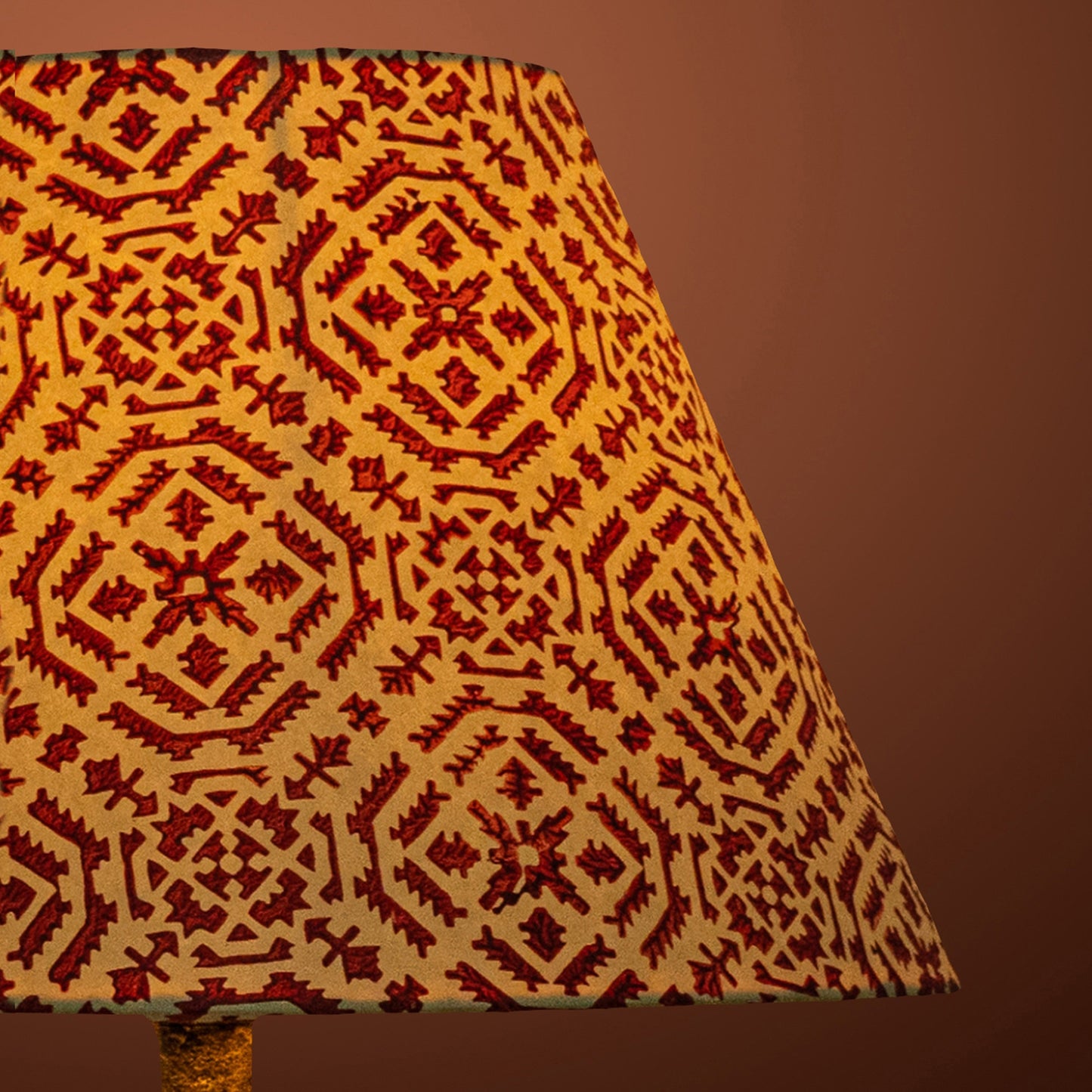 30cm empire premium hardback lamp shade in block printed paper by Lampenschirm India