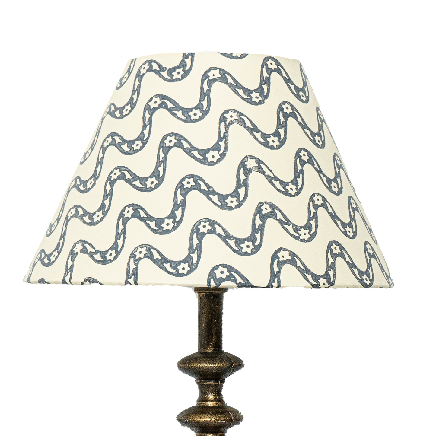 30cm empire premium hardback lampshade in block printed paper by Lampenschirm India