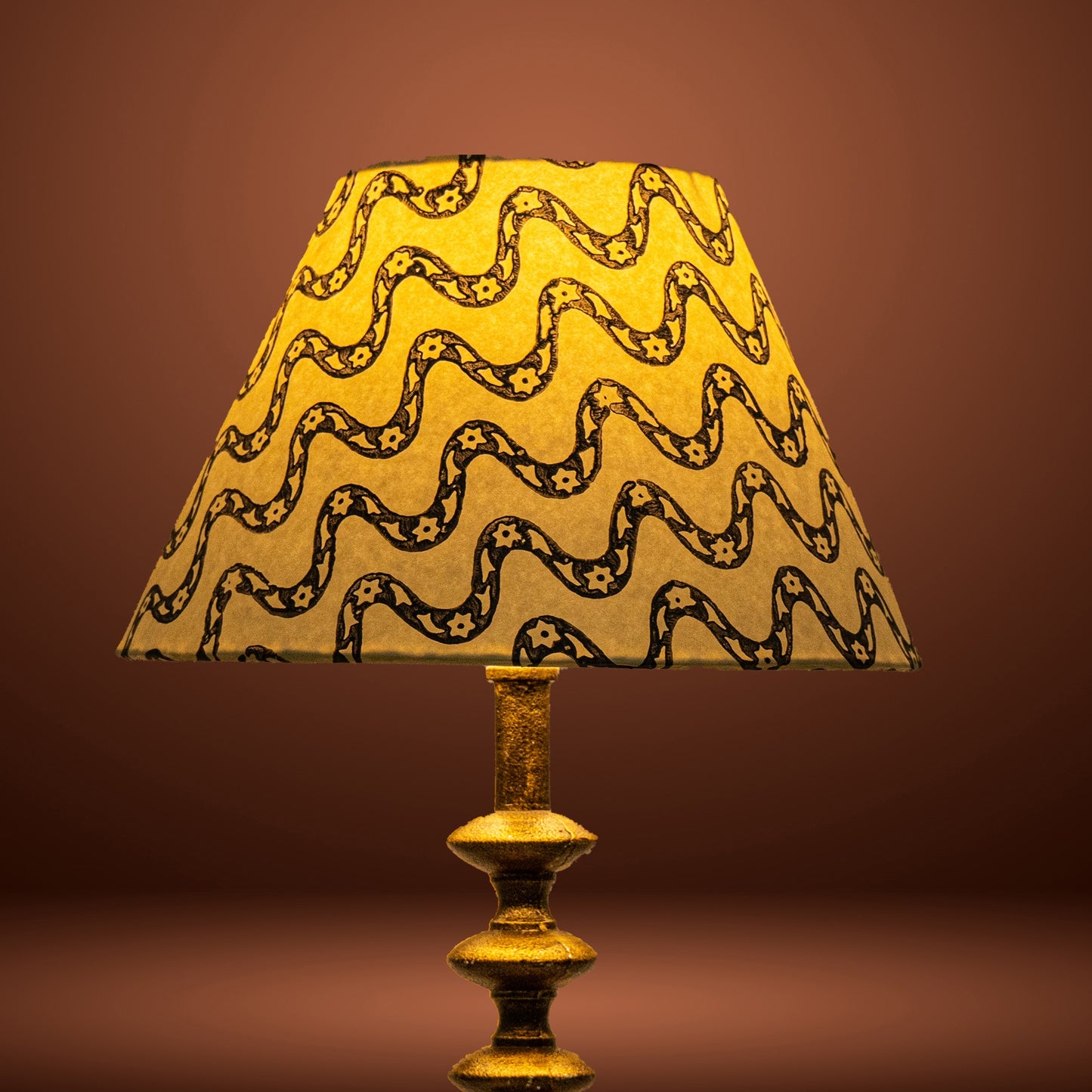 30cm empire premium hardback lampshade in block printed paper by Lampenschirm India