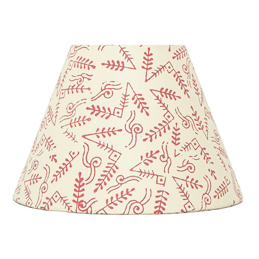 20cm empire premium hardback lampshade in block printed paper by Lampenschirm India. Red Lamp Shades