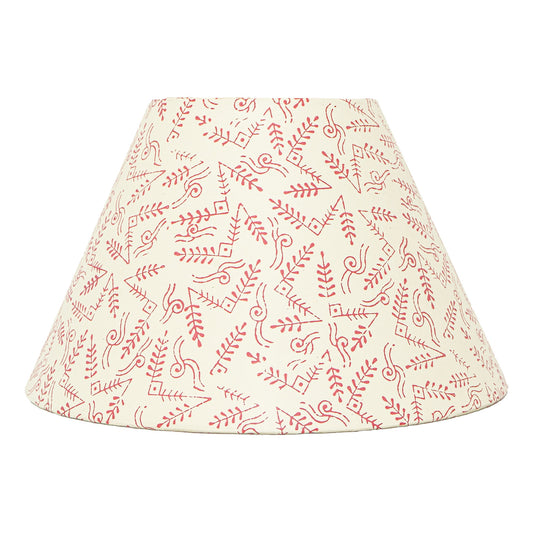 30cm empire premium hardback lampshade in block printed paper by Lampenschirm India, House of Lampshades. Red Lamp Shade