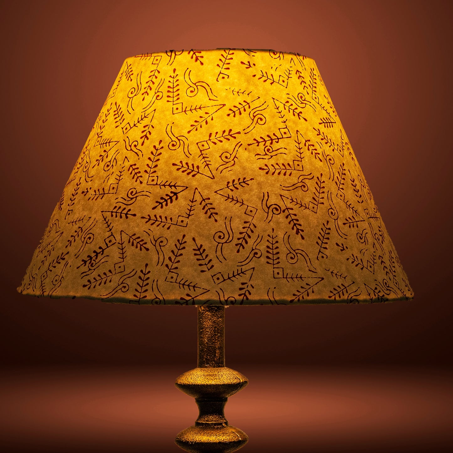 30cm empire premium hardback lampshade in block printed paper by Lampenschirm India