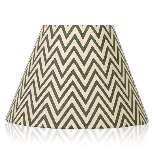 20cm empire premium hardback lampshade in block printed paper by Lampenschirm India. Black Lamp Shades