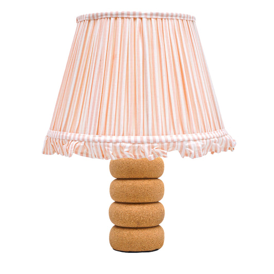Lume Oval Steps Table Lamp in Natural Cork with Lampshade