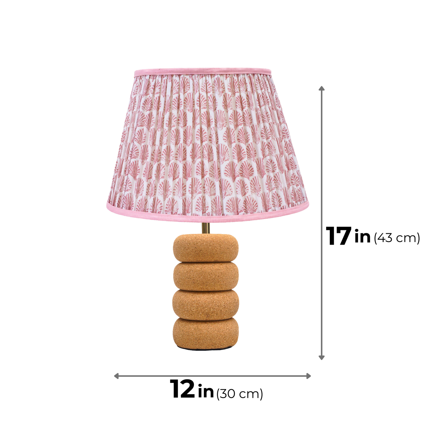 Lume Oval Steps Table Lamp in Natural Cork with Lampshade