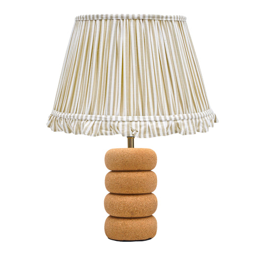 Lume Oval Steps Table Lamp in Natural Cork with Lampshade