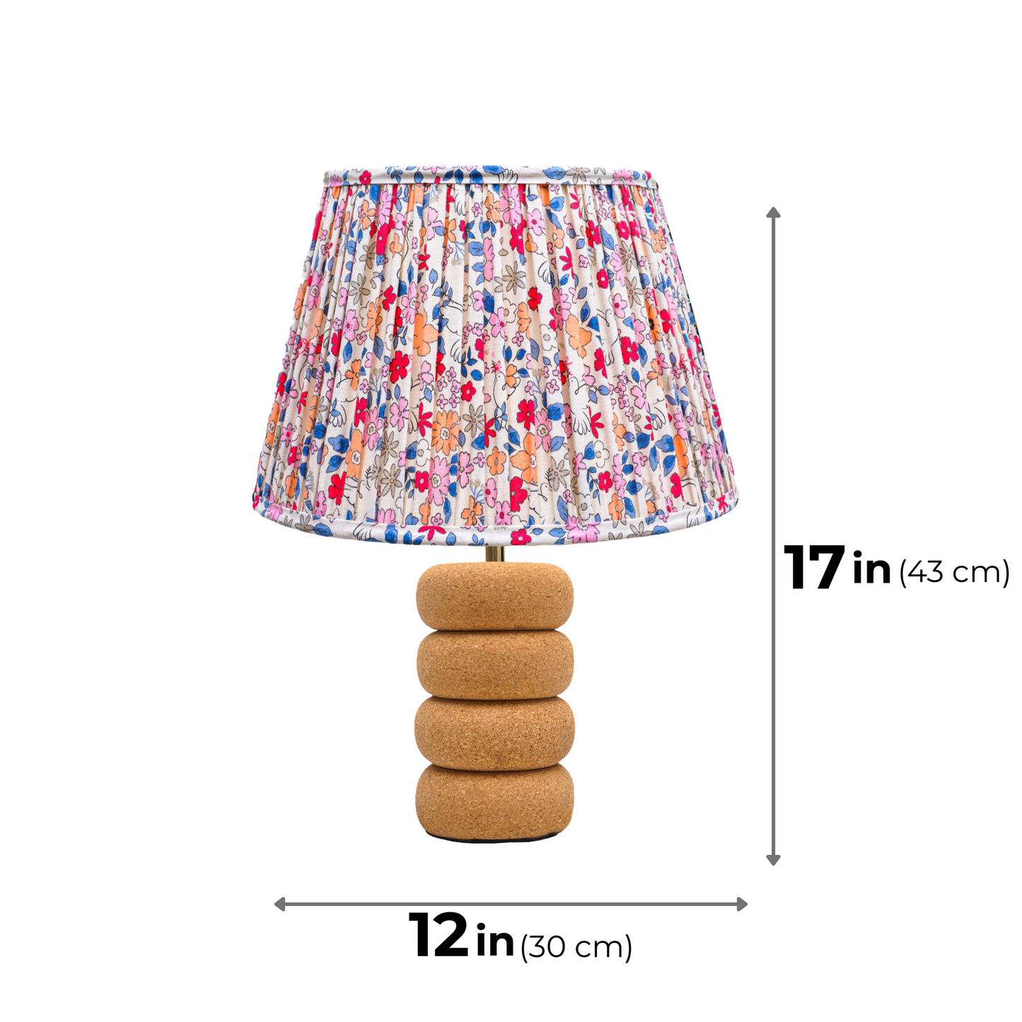 Lume Oval Steps Table Lamp in Natural Cork with Lampshade