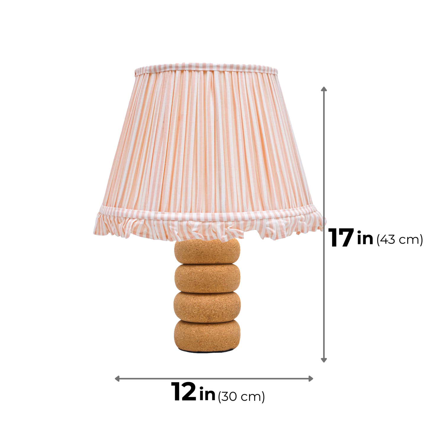 Lume Oval Steps Table Lamp in Natural Cork with Lampshade