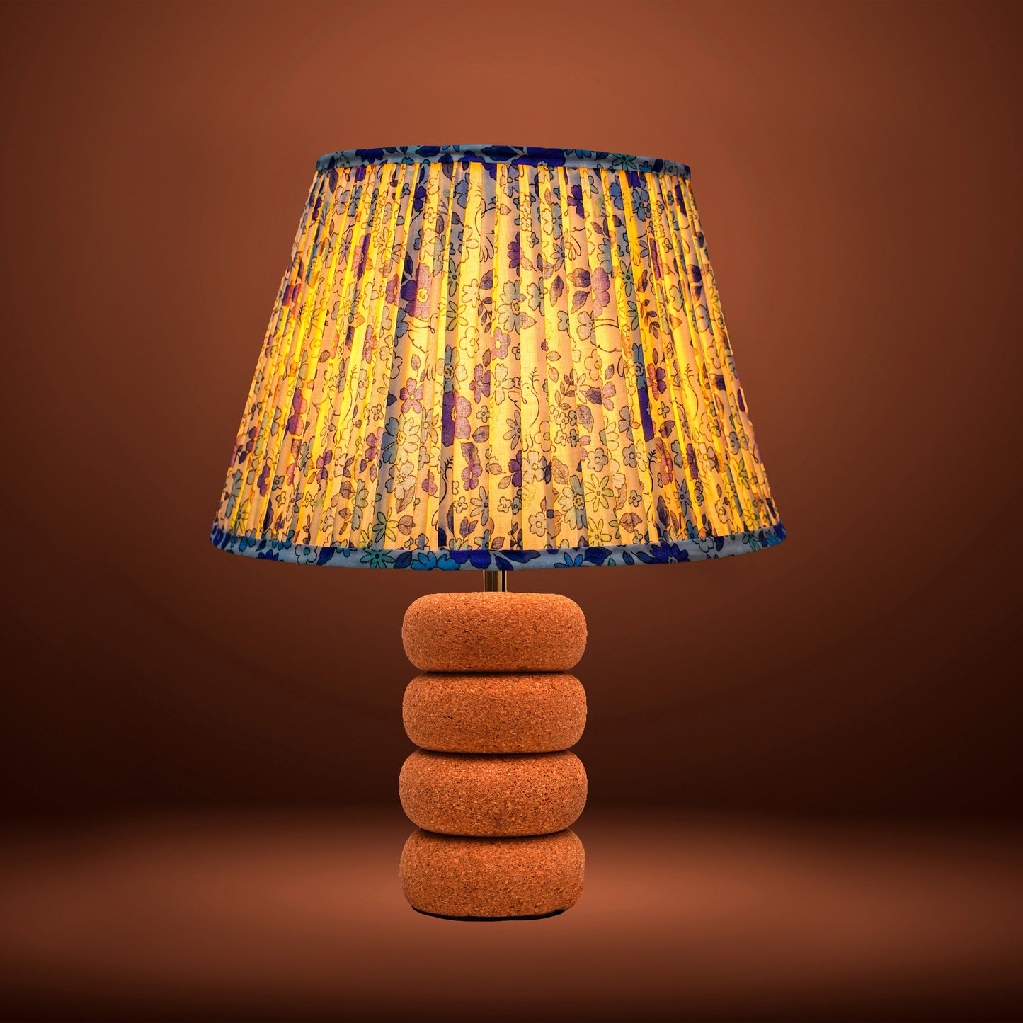 Lume Oval Steps Table Lamp in Natural Cork with Lampshade