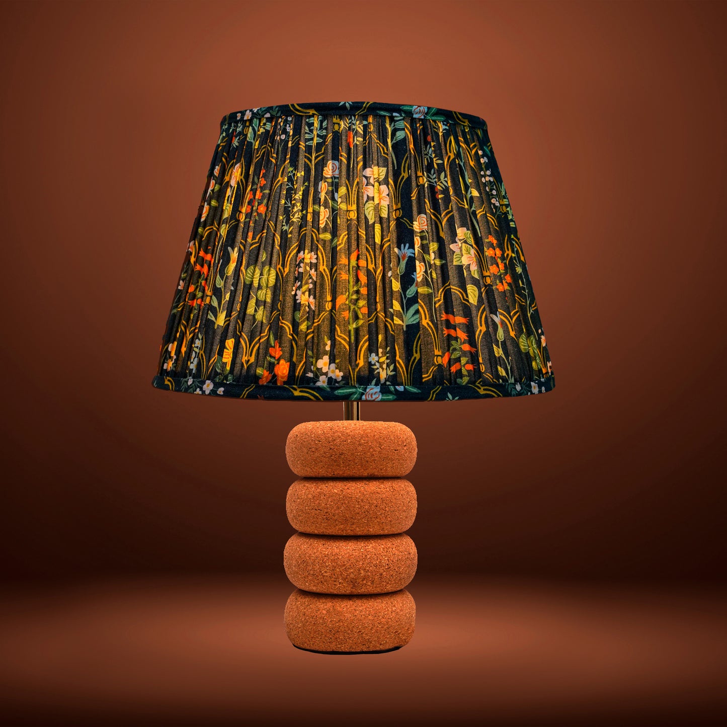 Lume Oval Steps Table Lamp in Natural Cork with Lampshade