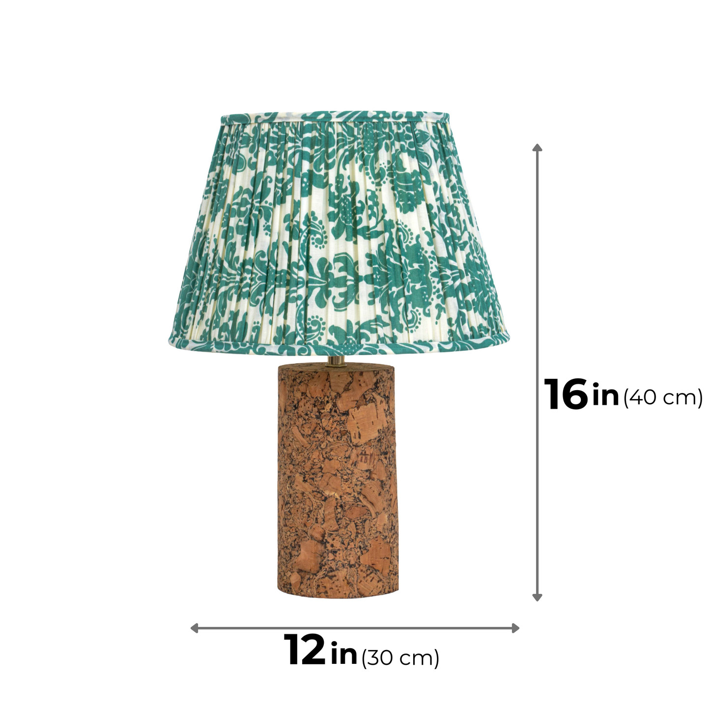 Terra Column Table Lamp in Natural Cork with Lampshade