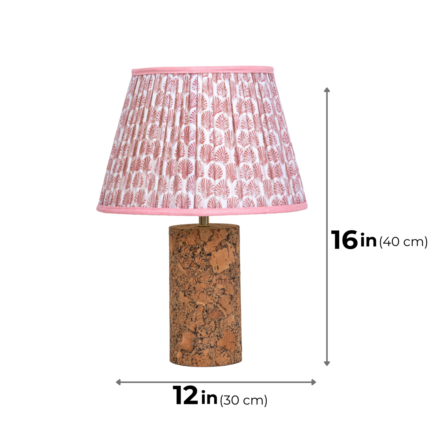 Terra Column Table Lamp in Natural Cork with Lampshade