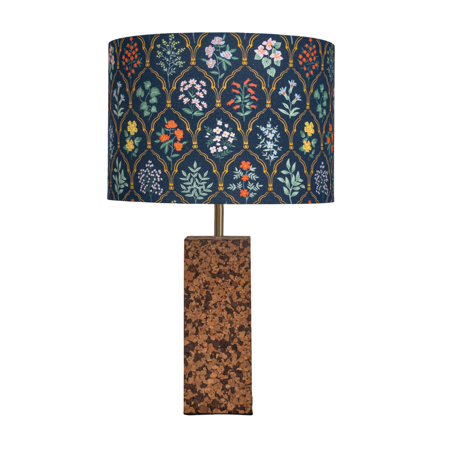 Terra Block Table Lamp in Natural Cork with Lampshade