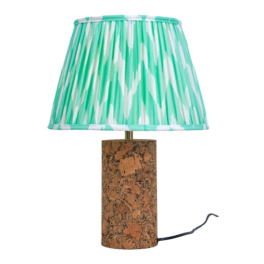 Terra Column Table Lamp in Natural Cork with Lampshade