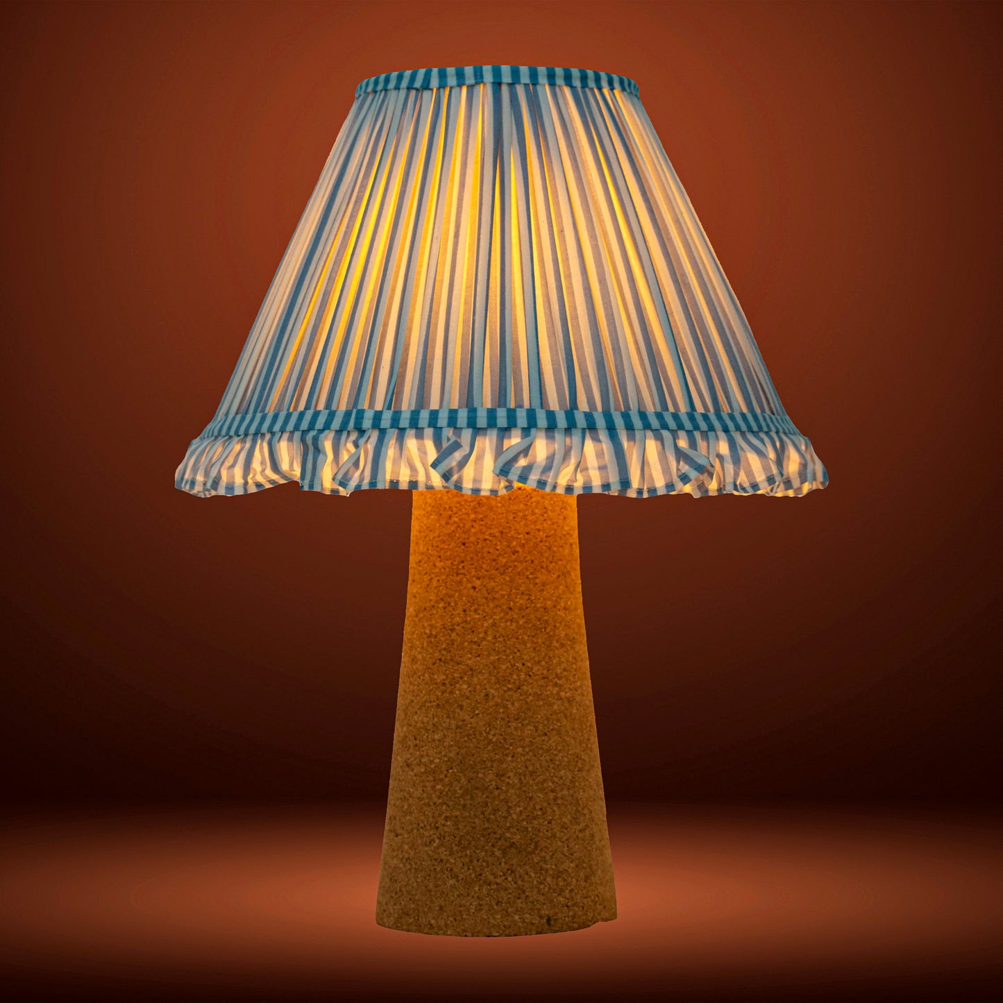 Terra Conica Table Lamp in Natural Cork with Lampshade