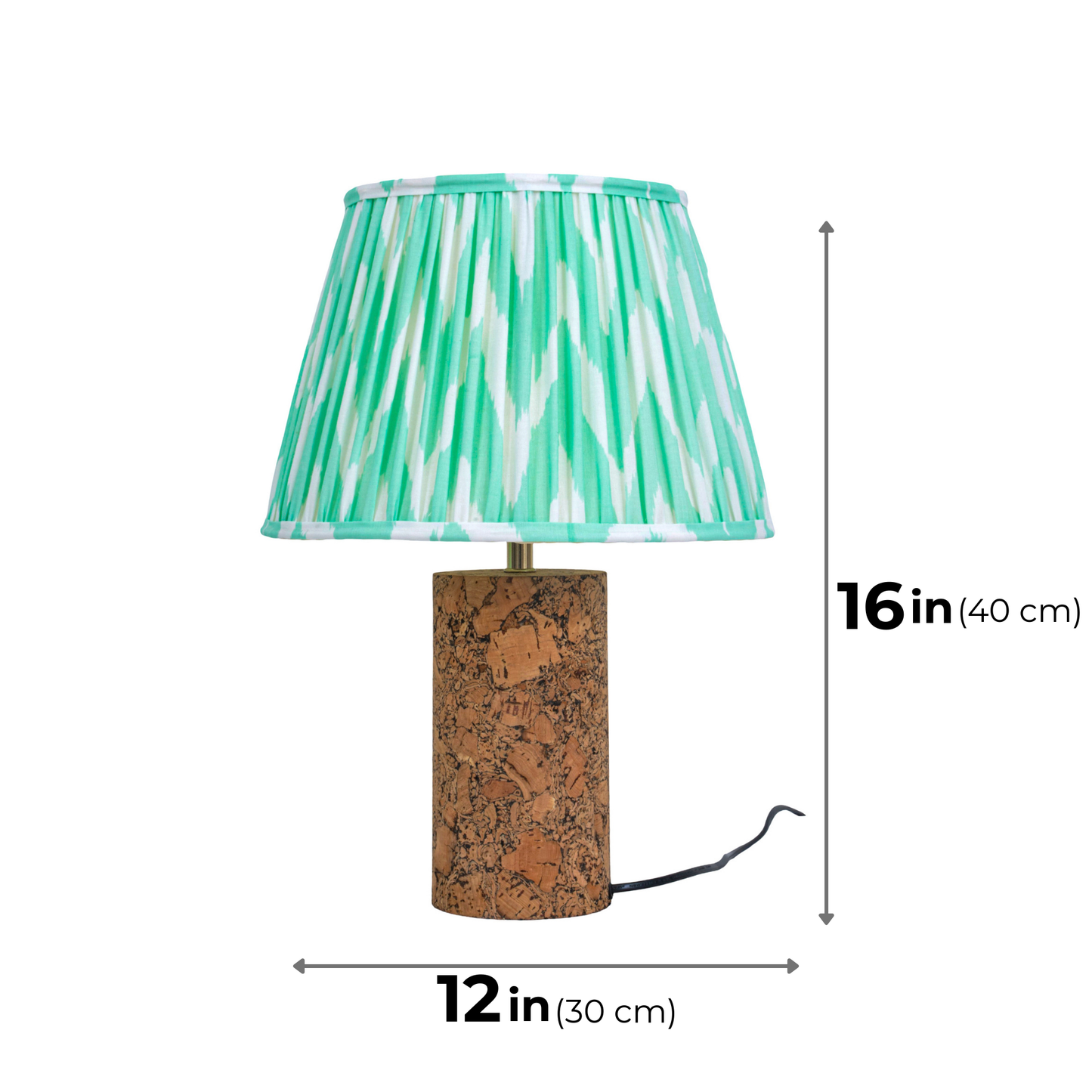 Terra Column Table Lamp in Natural Cork with Lampshade
