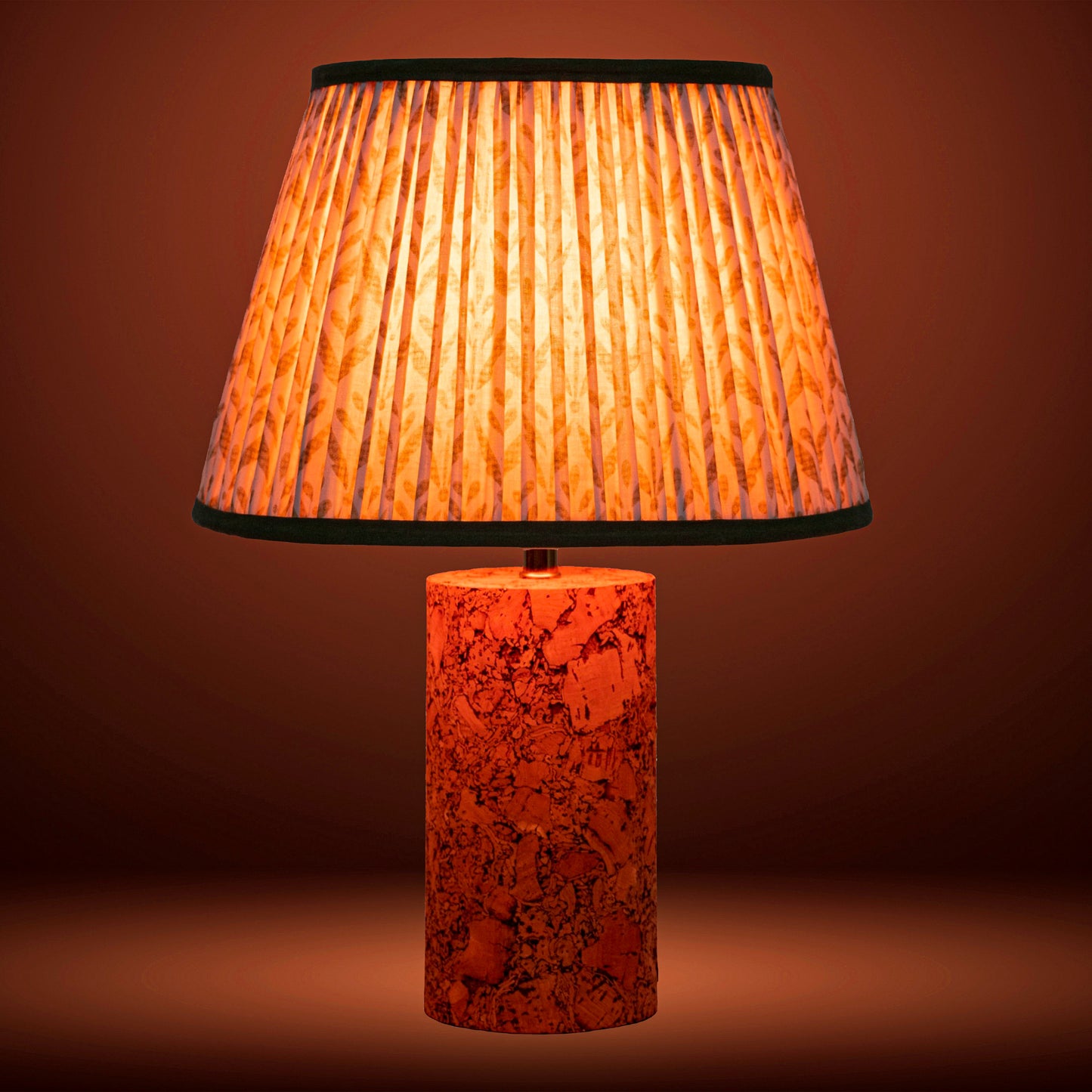 Terra Column Table Lamp in Natural Cork with Lampshade