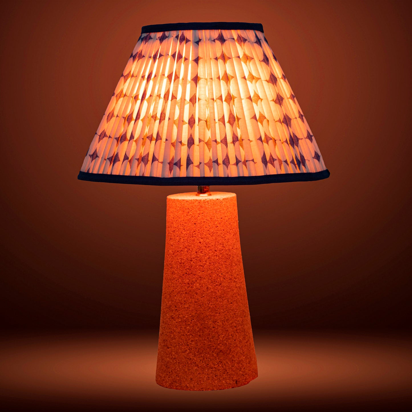 Terra Conica Table Lamp in Natural Cork with Lampshade