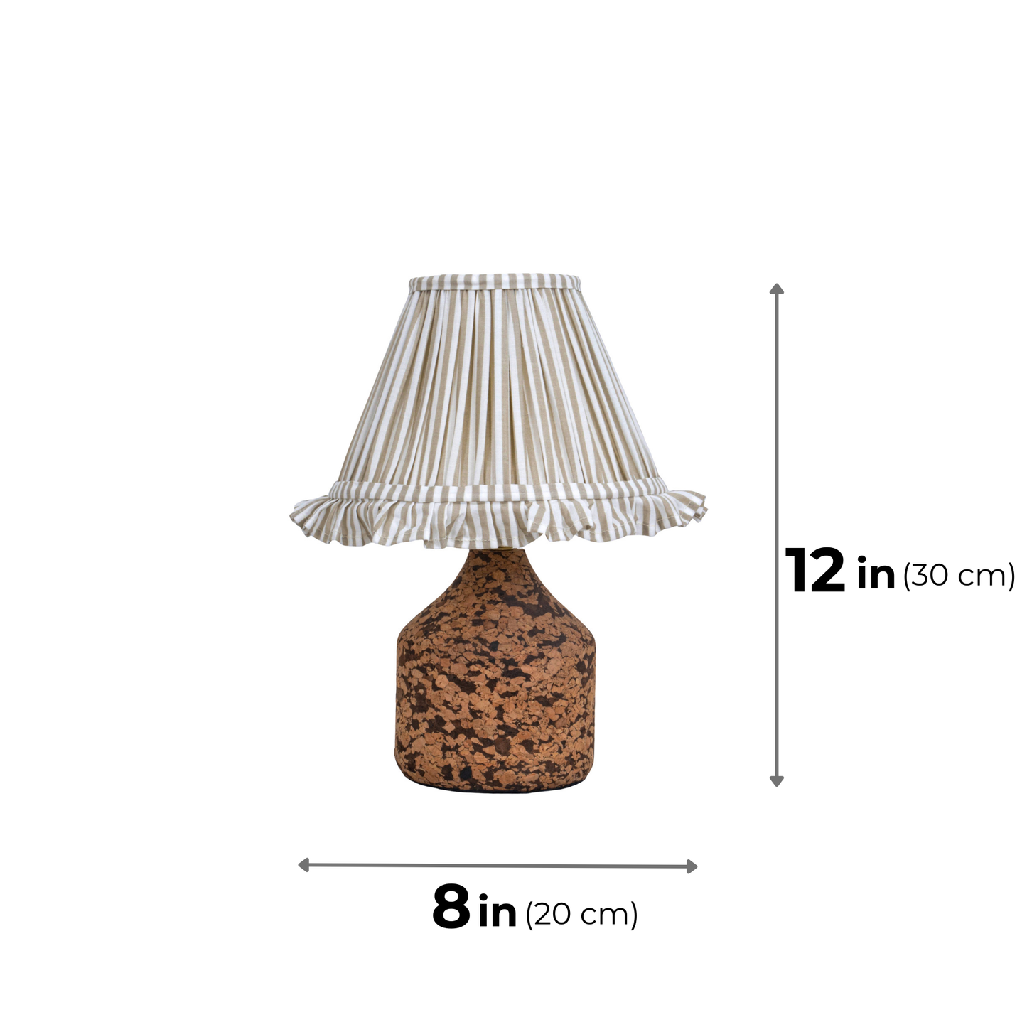 Arc Table Lamp in Handcrafted Natural Cork with Lampshade