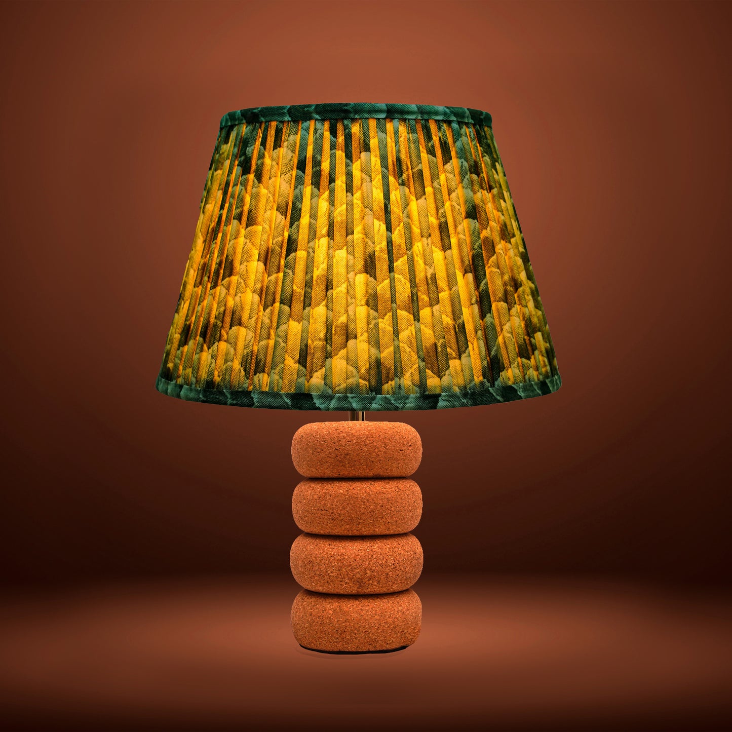 Lume Oval Steps Table Lamp in Natural Cork with Lampshade
