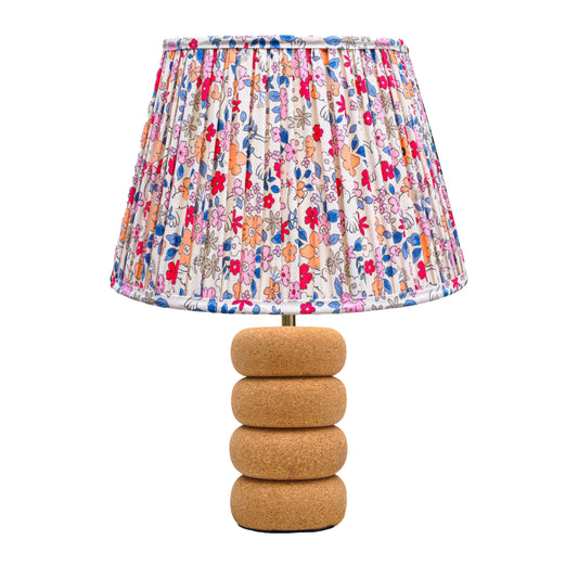 Lume Oval Steps Table Lamp in Natural Cork with Lampshade