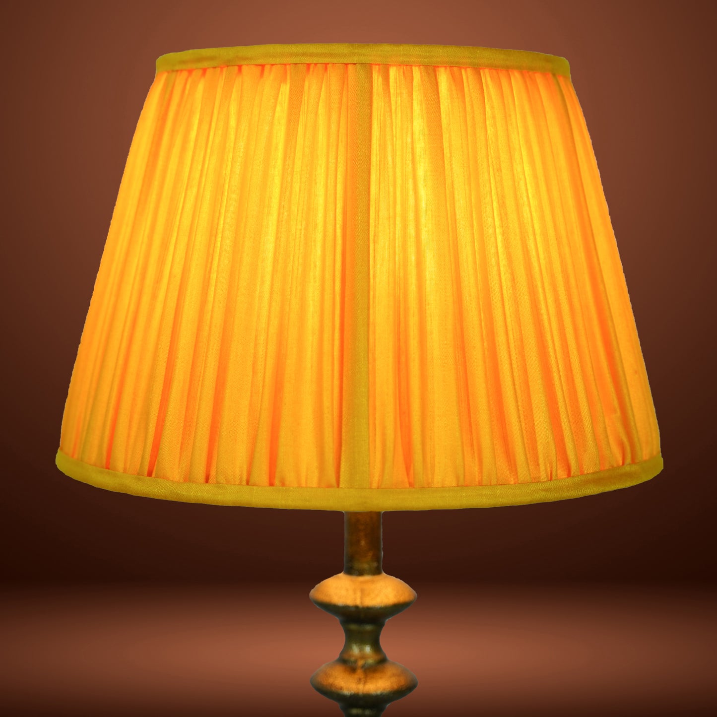 30cm straight empire premium softback lampshade in yellow silk by Lampenschirm India